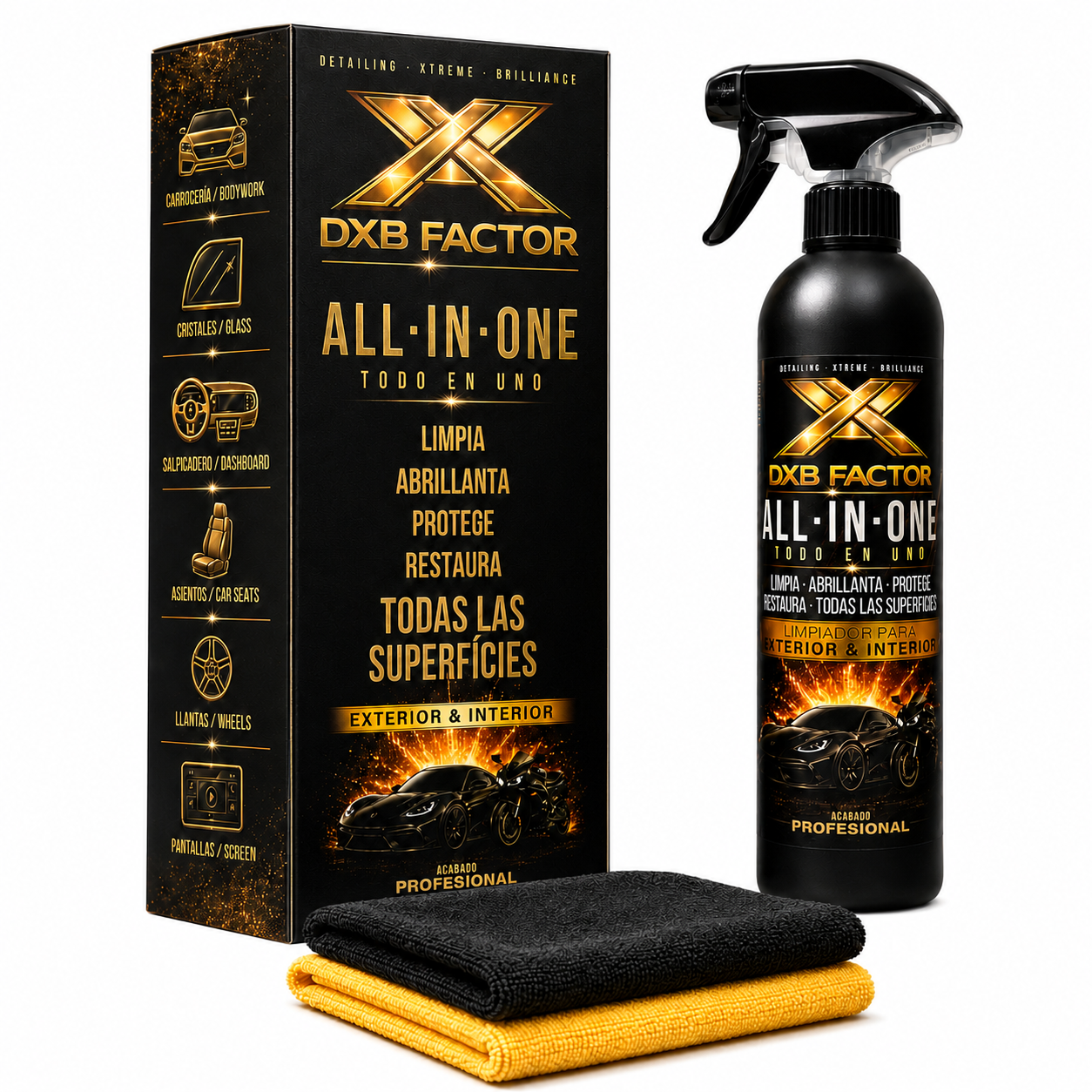 DXB Factor All-In-One 500 ml – Limpiador Premium Todo en Uno para Vehículos