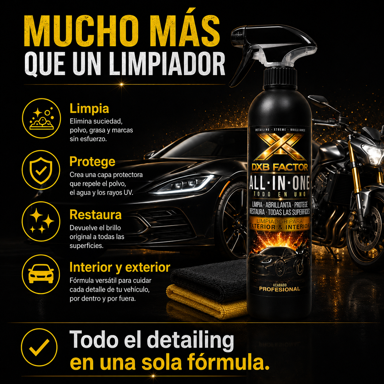 DXB Factor All-In-One 500 ml – Limpiador Premium Todo en Uno para Vehículos