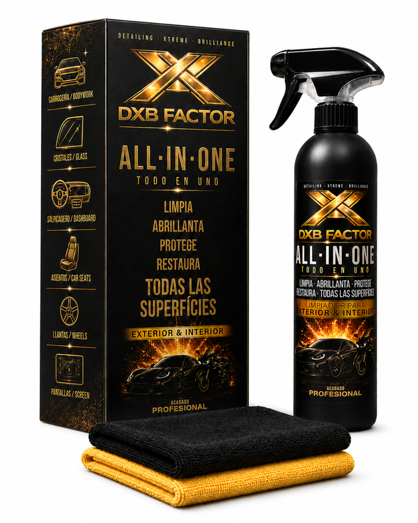 DXB FACTOR ALL-IN-ONE 500 ml con caja y 2 microfibras